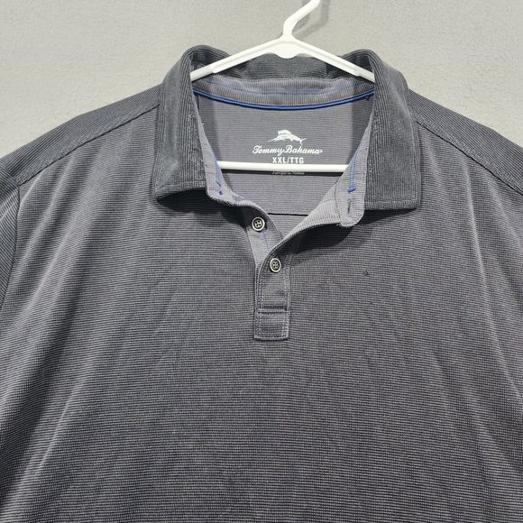 Tommy Bahama Shirt Polo Mens 2XL Gray Solid Short Sleeve 70% Tencel 25% Poly - Picture 2 of 16